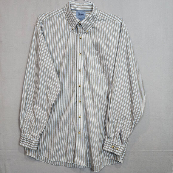 LL Bean Men's Button Down Shirt Blue Striped Sz Extra Large Tall XL-T - Picture 2 of 5